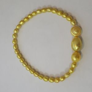 Genuine Freshwater Cultured & Baroque Yellow Pearls Stretch Strand Bracelet